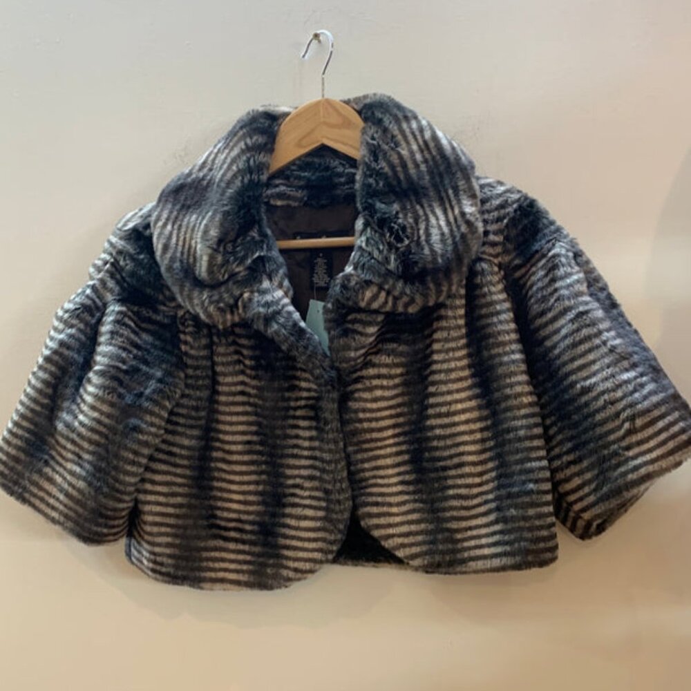 Mercer & Madison Faux Fur Cropped Vest Grey/Black - Size Small